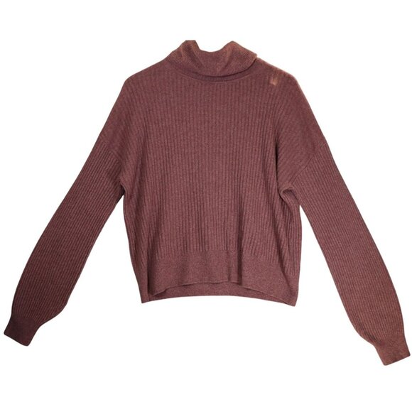 Gap Woman's Ribbed Oversized Mock neck Sweater Med Brown Knit Long Sleeve VTG - Picture 1 of 7